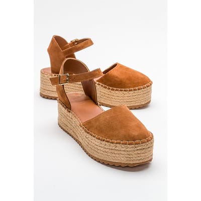 Viba Leren Espadrille Platform Sleehak Sandalen (Dames)