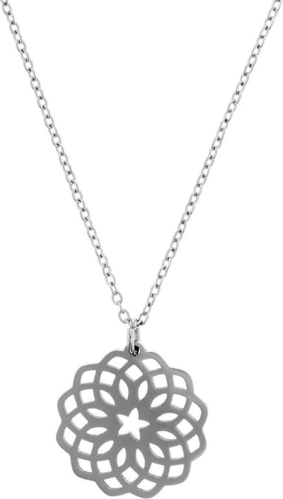 Behave - Ketting met bloem hanger - Stainless Steel - Zilverkleur - 41 cm