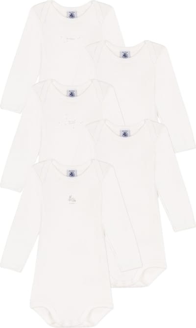 Petit Bateau Set van 5 katoenen body's met lange mouwen met konijnenprint Unisex Rompertje - Maat 68