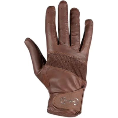 Horze Handschoenen met leer en gaas, dames, Brown,