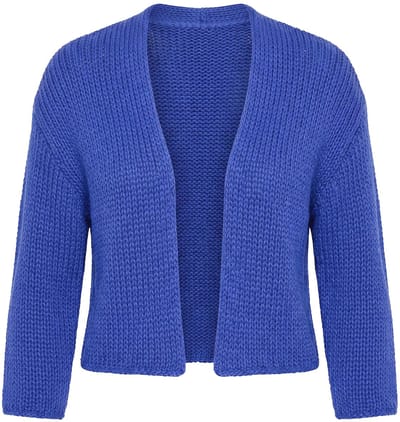 Angel of Style - Dames - Jas met opengewerkt breisel oversized open silhouet - Blauw - Maat 54+