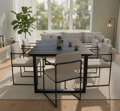 Eettafel Eikenhout Zwart Rechthoekig 160x90 - 160x90 cm - Zwart - Novihome