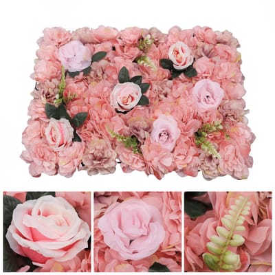 Kunstbloemenwand 12 Stuks Kunstbloemen Roze Rozenwand 60x40cm Voor Bruiloften Feesten Wanddecoratie