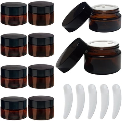 Allecto - Cosmeticaglas - Crèmepotjes - UV-bescherming - 20 ml en 30 ml - Lege potjes met spatels - Perfect voor cosmetica en lotions