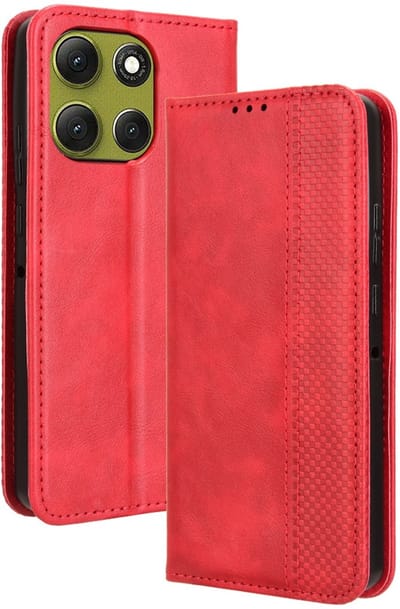 Coverup Hoesje - Geschikt voor Motorola Moto G86 Hoesje - Coverup Vintage Style Book Case - Rood