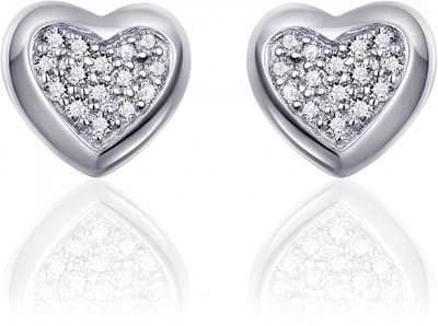 Jewels Inc. - Oorbellen - Oorstekers - Hart gezet met Zirkonia - 10mm x 10mm - Gerhodineerd Zilver 925