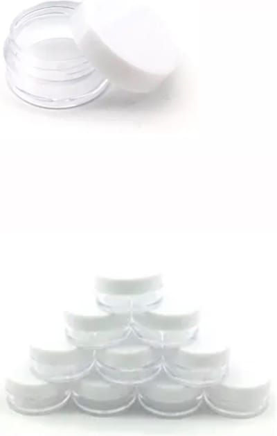 Akyol 6 mini crème potjes - wit - proefjes - 3 grams potjes - proef potjes - monster potjes - cosmetica potjes - Potjes met plastic deksel - Sample potjes - Lege potjes met deksel -Zalfpotjes - Plastic potjes met deksel - Potjes met schroefdop