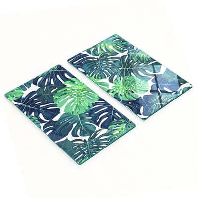 Multifunctionele decoratieve glazen borden met tropische bladeren, 2x30x52 cm
