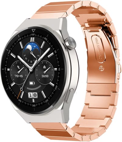 Strap-it Luxe metalen bandje - geschikt voor Huawei Watch GT / GT 2 / GT 3 / GT 3 Pro 46mm / GT 4 46mm / GT 5 & 5 Pro (46mm) / GT 4 46mm / GT 5 & 5 Pro (46mm) / GT 2 Pro / GT Runner / Watch 3 - Pro / Watch 4 (Pro) / Watch Ultimate - rosé goud