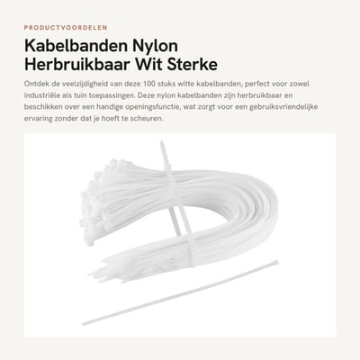 Dailygoods- Kabelbinders 100 stuks - Herbruikbaar - 600 x 9 mm - Nylon - Schokbestendig - Hoge treksterkte 80 kg - Vlamvertragend - Binders