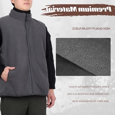 Fleece gevoerd vest voor mannen, ideaal voor outdoor activiteiten, hiking, golf en casual gebruik, met rits en mouwloos ontwerp