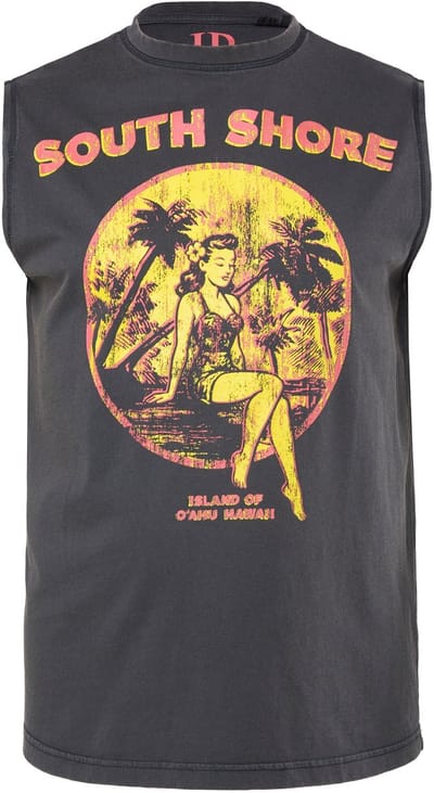 JP 1880 - Heren - tanktop borstprint vintage look tot 8XL - Zwart - Maat 6XL