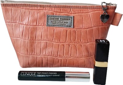 Toetie & Zo - Make-up tasje - Clutch - Leer - Roze - Print - Medicijnhoesje - Maat S - 21x13x8