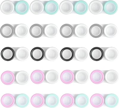 Set van 20 Contactlenshouders, Draagbare Contactlensdoos, Handige Lenshouder voor Thuis en Reizen, Inclusief 5 Kleuren en Schroefsluiting
