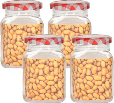 Plasticforte Weckpot/inmaakpot Classic - 4x - 375ml - kunststof - draaideksel - rood - D7 x H11 cm