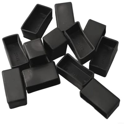Rubberen stoelpootdoppen voor meubels - 12 stuks, zwarte rechthoekige vloerbeschermers (20 x 40 mm)