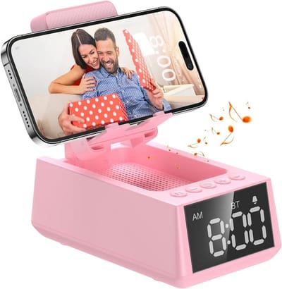 Draagbare Bluetooth Speaker met Klok en Telefoonhouder - Waterdicht