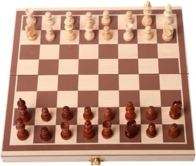 Houten Schaakspel - Schaakbord Set - Strategisch Spel - Opvouwbaar Bord - 34 cm - Bruin