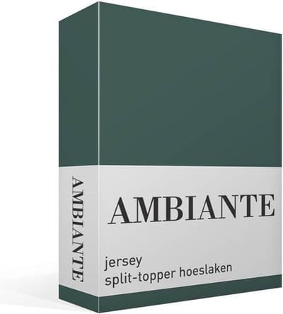Ambiante jersey split-topper hoeslaken - Tweepersoons - Dark Green