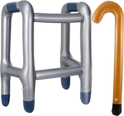 Dailygoods- Opblaasbare Wandelstok - Opblaasbare Loophulp - Grappig Kostuumaccessoire - Halloween/Kostuumfeest - Milieuvriendelijk PVC - Lichtgewicht en Opvouwbaar - Grappige Rekwisieten