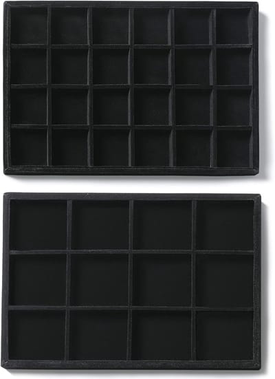 Sieraden Organizer Set voor het Opbergen van Oorbellen, Ringen en Kettingen - Zwart (2-delig)