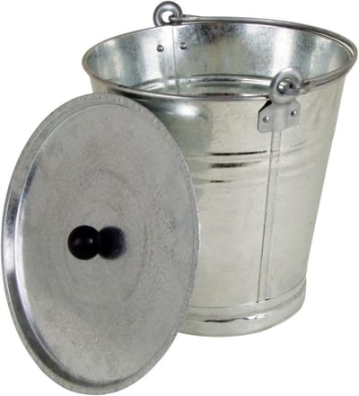Zinken Emmer met Deksel - Robuuste 42 oz Opslag en Tuinbak
