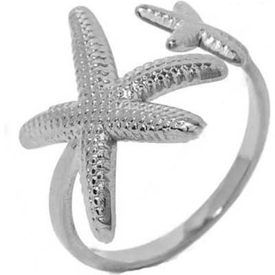 Roestvrij Staal Zeester Open Ringen Voor Vrouwen Mannen Mode Gouden Kleur Onregelmatig Gestructureerde Zeester Verstelbare Ring Sieraden Cadeau gray