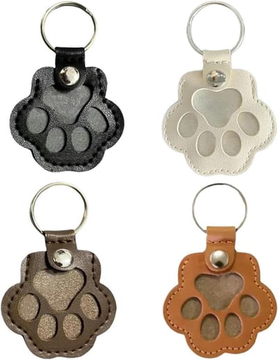 Huisdier lederen haar souvenir doos - poot print kit herdenkingscadeau voor huisdieren, haar opbergzakken en herdenkingsmunt sleutelhanger (donkerbruin, lichtbruin, zwart, wit)