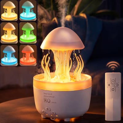EasyMart _ Aroma Diffuser 300ml met 6 Etherische Oliën – Geurverspreider & Luchtbevochtiger – Met Afstandsbediening – LED – Slaapkamer – EasyMart