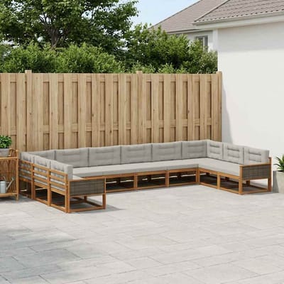 vidaXL - Buiten - bank - set - 10 - st - Naturel - en - lichtgrijs