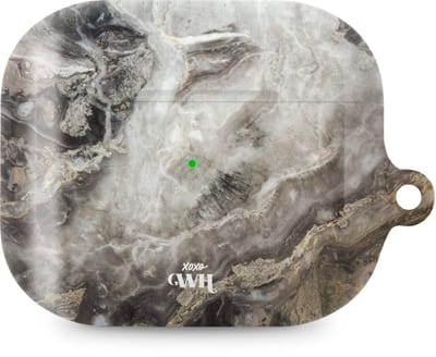 xoxo Wildhearts hoesje geschikt voor Airpods Pro 1 / Pro 2 - Marble Grey River - Ook als telefoonhoesje verkrijgbaar - schokbestendige case geschikt voor Airpod Pro (2) - koptelefoon case - Beschermhoes met marmerprint - marmer look - grijs