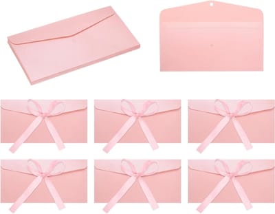 Wenskaarten Enveloppen - Papieren Enveloppen Luxe Enveloppen - Uitnodigingen Versturen - Met Strikboog Ontwerp - 20 x 11.5 cm - Roze