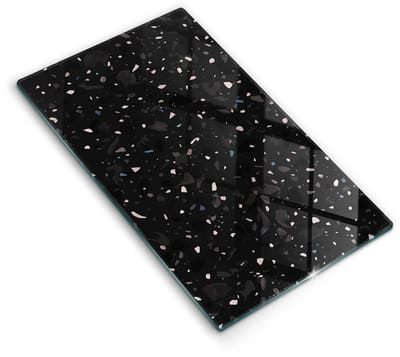Wallfluent Spatscherm Keuken - Zwart en wit Spatbescherming Kookplaat - 30x52 cm - Donkere Steen Keuken Achterwand Bescherming - Abstractie Rechthoekig Spatscherm Keuken