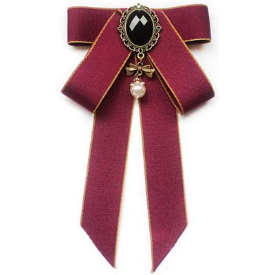 Vrouwelijke lint strik broche strass parel hanger broches voor vrouwen strik kraag pin kleding decoratie pins accessoires fuchsia