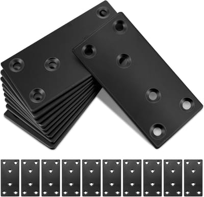 10 stuks platte connector, 80 × 40 × 1,75 mm gatplaat houtverbinder, platte connector roestvrij staal, vlakhoek voor verbinder, roestvrij staal zwart verbindingsplaat (zwart)