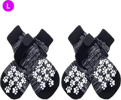 Livano Hondenschoenen Pootbeschermer - Hondenschoenen - 4 Stuks - Hondenschoentjes - Pootbescherming Hond - Waterbestendig - Grijs L