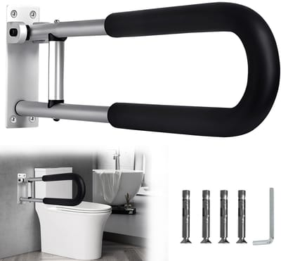 Dailygoods- Toiletgreep Opvouwbaar 90° - Antislip Ondersteuning - Handgreep Badkamer - Handgreep voor Gehandicapten - Belastbaar tot 120 kg - Ruimtebesparend Ontwerp