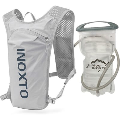 Sac à dos respirant pour gilet d'hydratation, 5l, pour course à pied, sport, Jogging, avec vessie d'eau de 1,5 l Light Grey and Dark Blue
