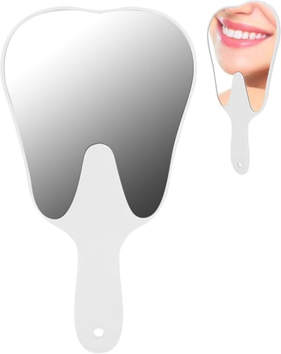 Tooth Shaped Mirrors - Cute Design - Portable Dental Accessory voor Vrouwen, Mannen en Kinderen - Handspiegel - Witte kleur