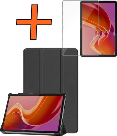 Hoesje - Geschikt voor Lenovo Tab M11 (11 inch) - Met Screenprotector - Trifold Bookcase - Hard Cover - Hardcover Book Case - Tablet Hoes - Zwart