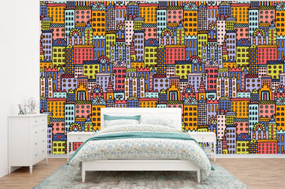 Behang - Fotobehang Huis - Regenboog - Patroon - Breedte 320 cm x hoogte 240 cm