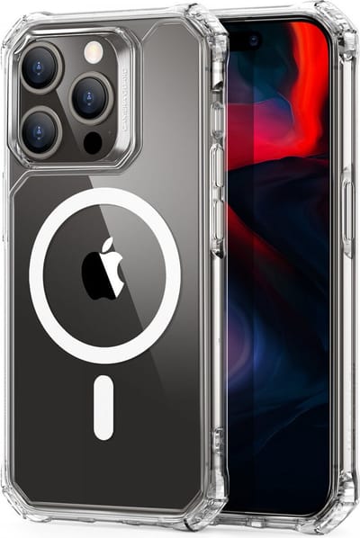 ESR Air Armor HaloLock Hoesje Geschikt voor Apple iPhone 15 Pro - Compatibel met MagSafe en HaloLock - Back Cover met Magneet - Militaire Bescherming - Transparant