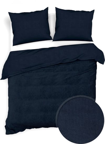 Zohome Velluto-a-Coste Dekbedovertrek - Lits-jumeaux - Katoen - 240x200-220cm - Blauw