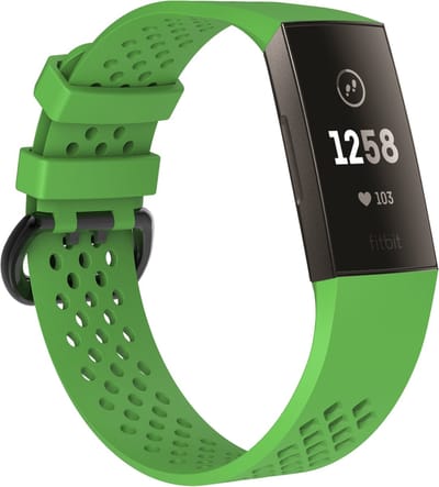 By Qubix - Compatible Fitbit bandje - geschikt voor Fitbit Charge 3 - Fitbit Charge 4 sport bandje - Maat: Large - Groen - Horlogeband - smartwatchbandje