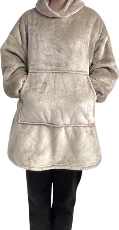 Bovista Knuffeldeken - Plaid - Onesie - Hoodie Deken Met Mouwen - Fleece Blanket - Dames - Heren - Kinderen - Extra Zacht - Khaki