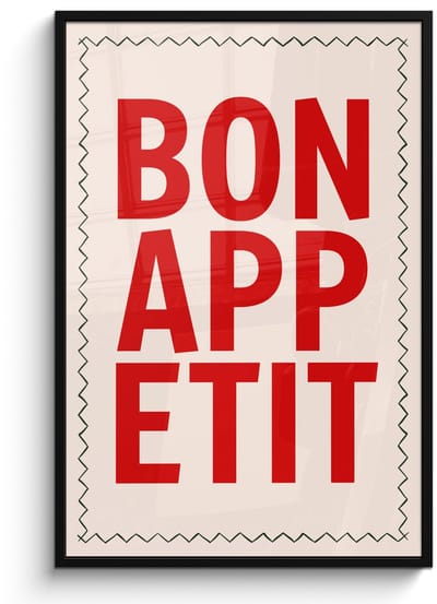 Poster in lijst - Fotolijst 80x120 cm - Posters - Blokletters - Rood - Kartelrand - Posterlijst zwart - Decoratie - Wanddecoratie woonkamer - Muurdecoratie slaapkamer