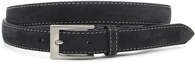 Zwarte smalle nubuck dames riem - 2.5 cm breed - Leer - Smalle riem - Casual - Maat 85