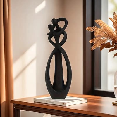 Modern Abstract Kussend Paar Hars Beeld - Zwart - Perfect voor Thuis & Kantoor Decoratie, Boekenplank Display, Ideaal voor Valentijnsdag & Feestdagen