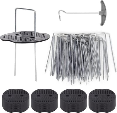 Dailygoody - Anti-roest grondankers - Bevestigingsankers voor de tuin - U-vormig - 50 stuks + haringtrekker - Onkruiddoek - Geschikt voor campingtent