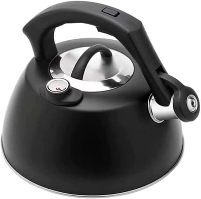 Waterkoker Fluitketel - Theeketel RVS - Water Koken - Met Thermometer - 2.5L - Zwart